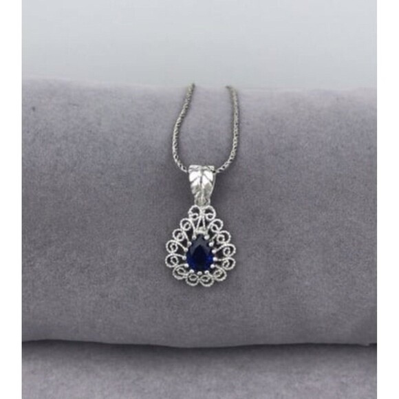 925 Sterling Silver Turkish Filigree Necklace for Women, NEW,HandmadeGift - Picture 5 of 6